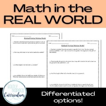 Vertical Motion Worksheet by Boldly Inspired Curriculum | TPT