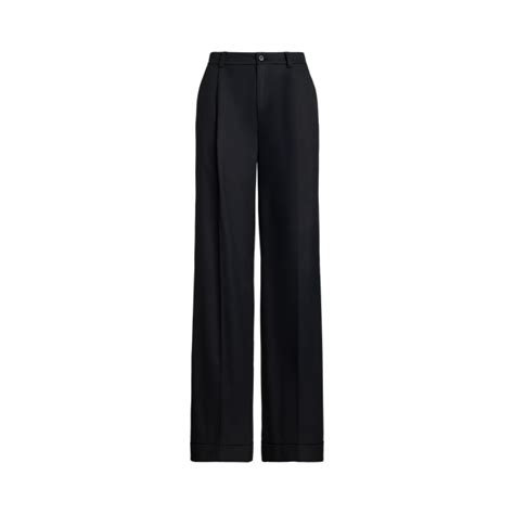 Pleated Cotton Twill Wide-Leg Trouser for Women | Ralph Lauren® IN