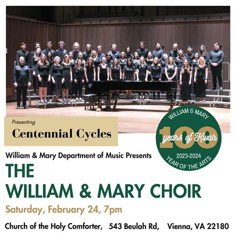 Feb 24 | The William and Mary Choir: Centennial Cycles | Vienna, VA Patch