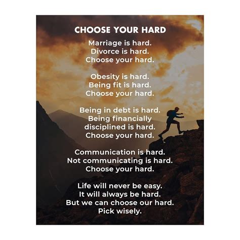 Amazon.com: Choose Your Hard Life - Inspirational Quotes Wall Art ...