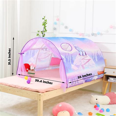 Bed Tent for Kids Lucky Castle Toddler Bed Tent Foldable Game House for Children Play Tents for ...