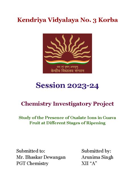 Chemistry Investigatory Project: Oxalate Ions in Guava (Class XII ...