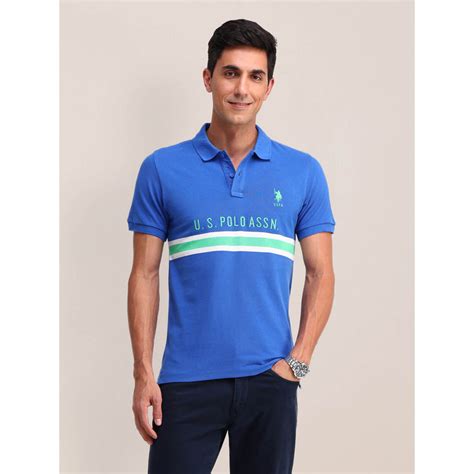 Buy U.S. POLO ASSN. Mens Blue Solid Polo T-Shirt Online