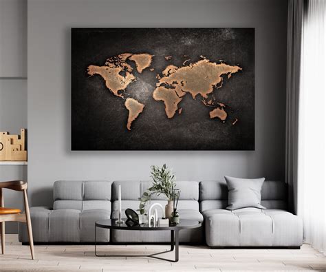 Rustic World Map Wall Art Huge Canvas Home Decor World Map - Etsy