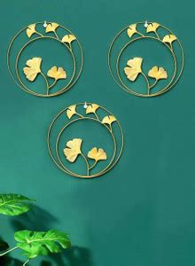 Metalmastery Golden Ginko Metal Harmony Wall Art Set Of 3 Pack of 3 ...