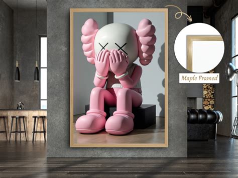 Pink Kaws Canvas Print, Kaws Canvas, Kaws Wall Art, Kaws Poster, Framed ...