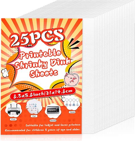Amazon.com: Printable Shrinky Dink Sheets,25 Printable Shrink Plastic ...