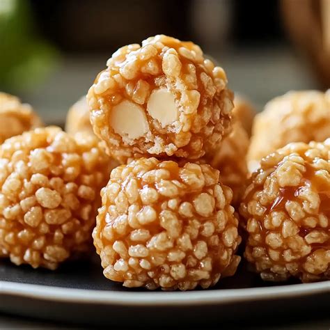 Easy Caramel Marshmallow Rice Krispie Balls Recipe - My Homemade Recipe