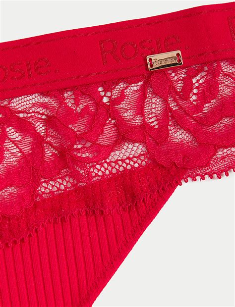 Buy Lounge Rib & Lace High Leg Knickers at Marks & Spencer
