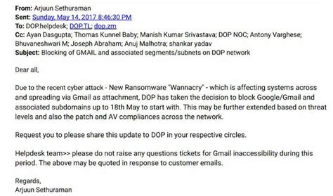Blocking of Gmail and Associated segments /Subnets on DOP Network upto ...