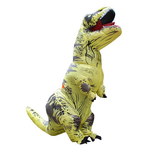 2017 Adult Yellow Polyester T-REX INFLATABLE Dinosaur Costume Halloween ...