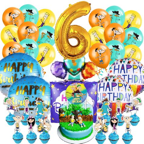 Phineas and Ferb Party Supplies 6th Decor Kit Balloons Birthday Cake ...