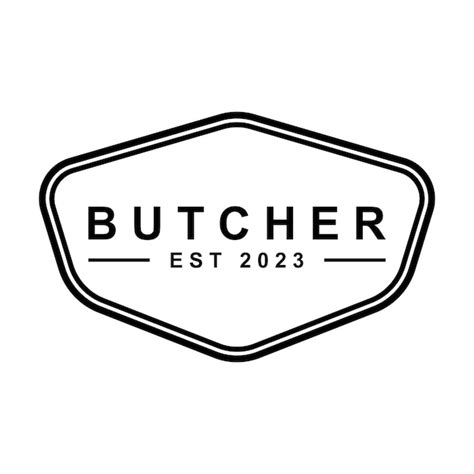 Butcher logo vector with slogan template | Premium Vector