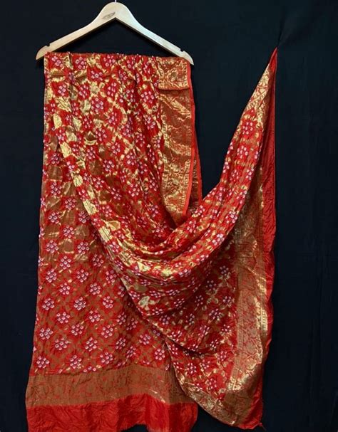 Banarasi Bandhej Gharchola Jangla Dupatta - Leheriya.com