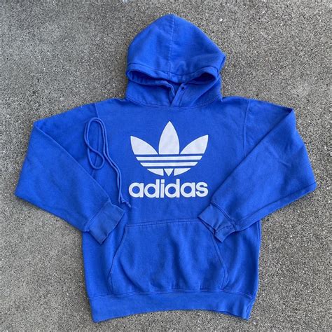 Adidas Men's Blue and White Hoodie | Depop