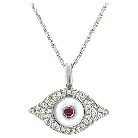 Evil Eye diamond pendant necklace 14KT white gold MEIRA at 1stDibs ...