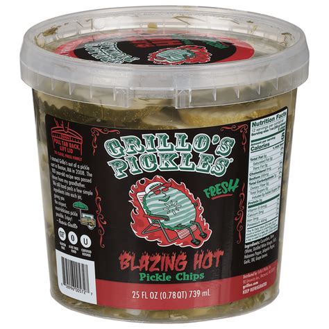Grillo's Pickles Pickle Chips, Fresh, Blazing Hot (25 fl oz) Delivery ...