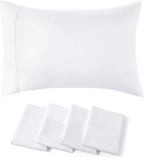 Amazon.com: Bedsure Queen Pillow Cases Set of 4 - White Brushed ...