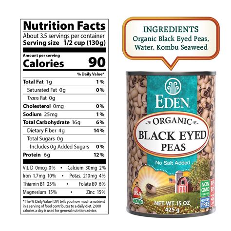 Eden Organic Black Eyed Peas No Salt Added 15-Ounce Cans (Pack of 12 ...