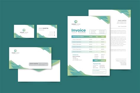 Corporative business invoice and business card | Free Vector