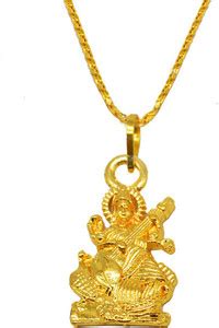 Men Style Jewelry Saraswati Mata Locket Gold-plated Brass Pendant Set ...