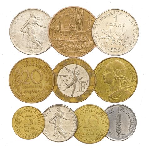 French Coin Collection: 10 Republic Coins, 1959-2002