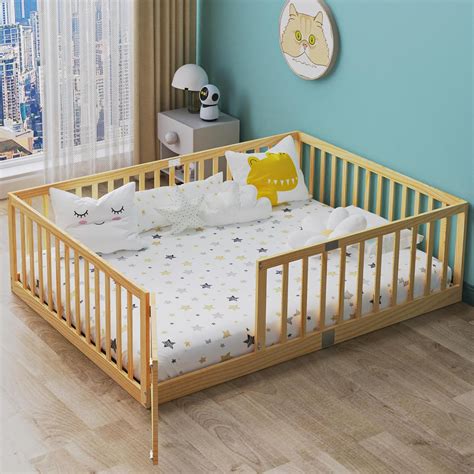 Amazon.com: PatioPerk Full Size Floor Bed for Kids Wooden Toddler Floor ...