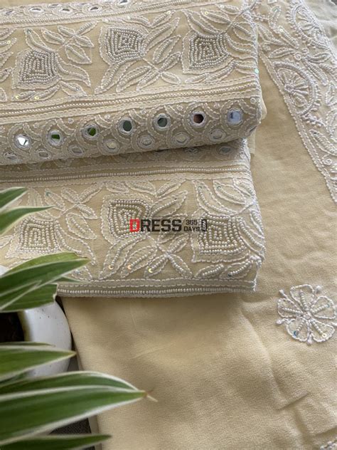 Beige Pearl & Mirror Chikankari Suit – Dress365days