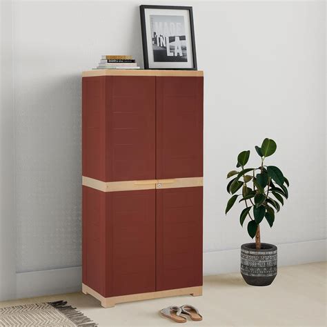 Amazon Brand - Solimo Large Plastic Cabinet for Storage (Red Colour ...