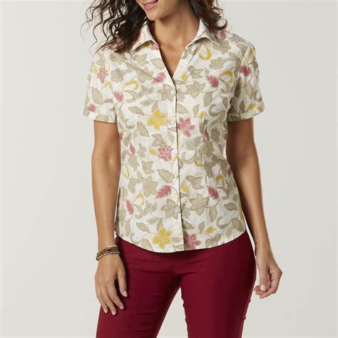 Basic Editions Women's Camp Shirt - Floral