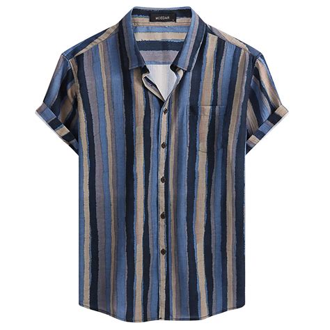 Buy MCEDAR Mens Casual Short Sleeve Button Up Vintage Summer Hawaiian ...