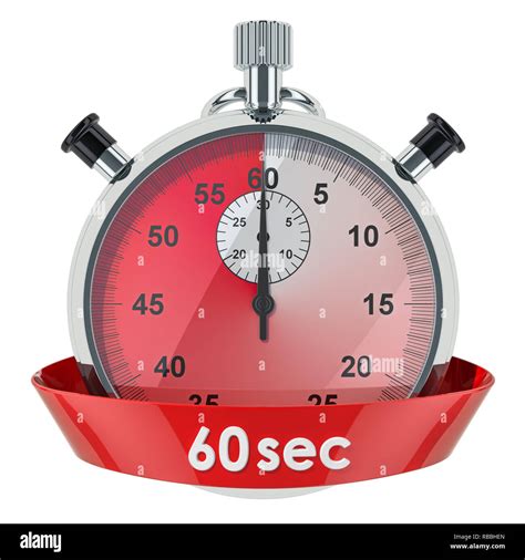 Stopwatch with 60 seconds timer. 3D rendering isolated on white ...