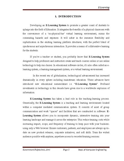 E learning - 1. INTRODUCTION Developing an E-Learning System to promote ...