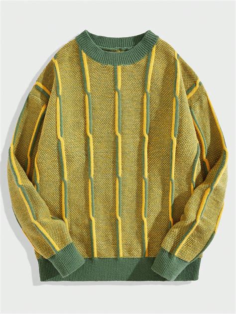 Men's Color Block Round Neck Long Sleeve Sweater in 2025 | Knitwear men ...