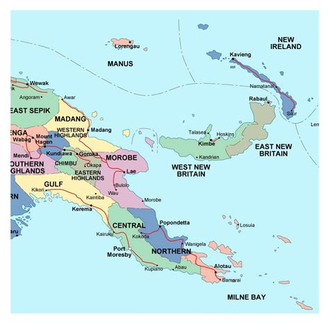 Detailed administrative map of Papua New Guinea | Papua New Guinea | Oceania | Mapsland | Maps ...