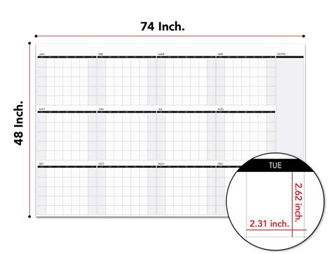 Large Dry Erase Wall Calendar - 48" x 74" - Undated Blank 2022 Reusable ...