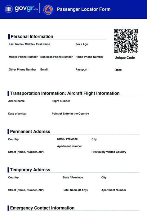 Image result for Example of Passenger Locator Form