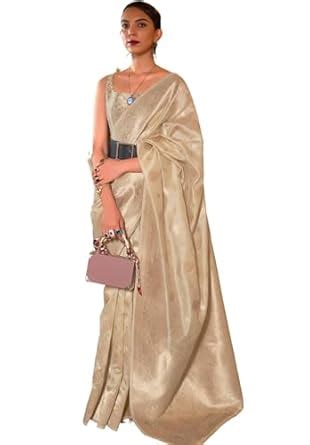 SGF11 Women's Kanjivaram Pure Tessar Silk Handloom Saree Pure Golden ...