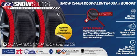 Snapklik.com : K&K Automotive Snow Socks For Tires - Eco Series For Efficient Grip Alternative ...
