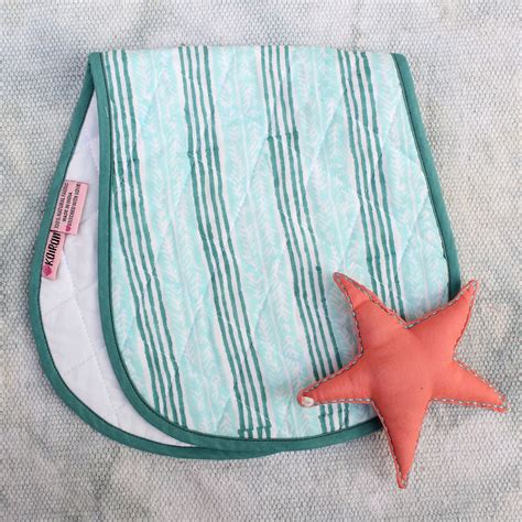 Seahorse Stripes - Hand Block Print Cotton Burp Cloth – Kairan Studio