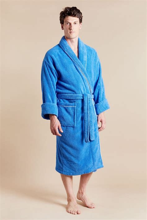 Men's Blue Towelling Dressing Gown | Bown of London
