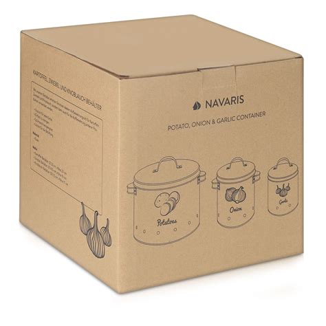 Navaris Potato Onion Garlic Storage Canisters (Set of 3) - Keeper ...