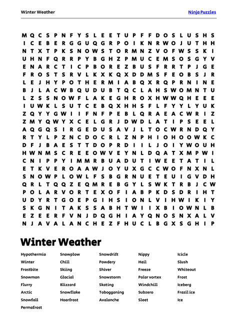 Free Printable Winter Weather themed Word Search Puzzle - Free ...
