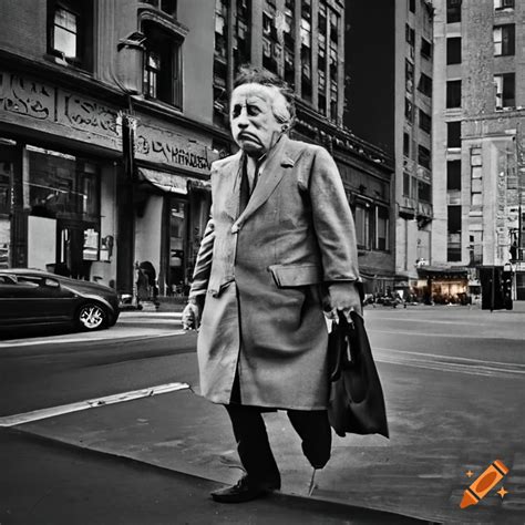 Albert einstein walking in new york city on Craiyon
