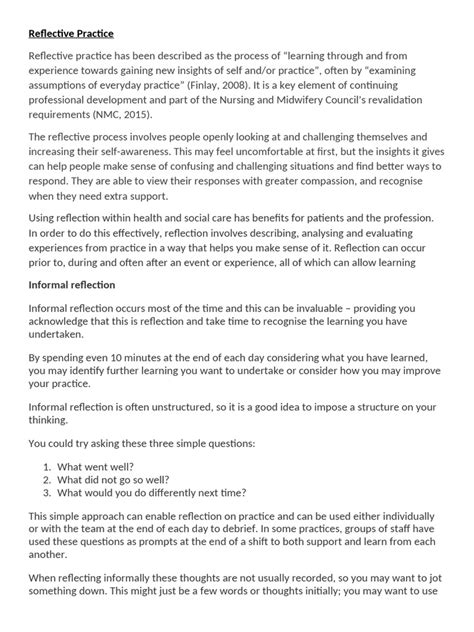 Image result for Reflective practice Examples