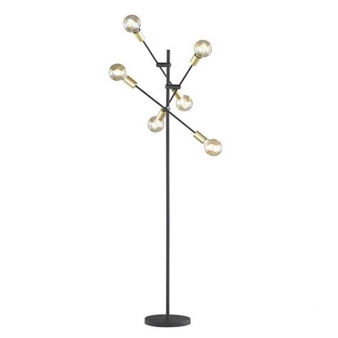 TRIO Cross 6L E27 black + gold floor lamp