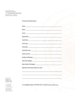 Fillable Online Museum Facility Rental Form - Iaia Fax Email Print ...