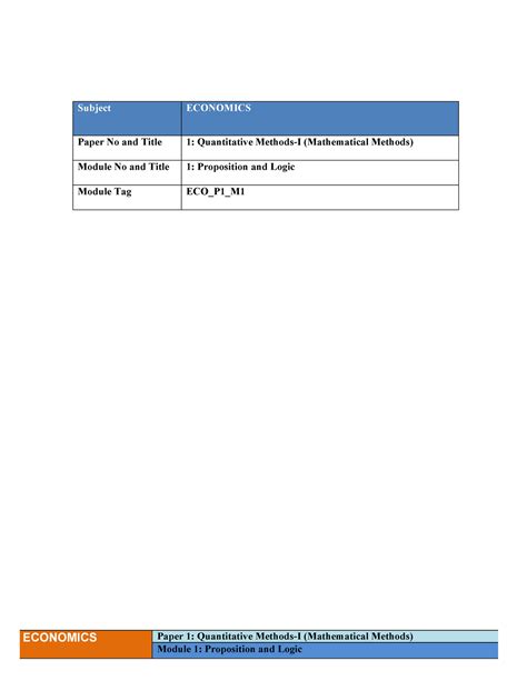 Proposition and Logic - Economics - Mathematical Method - Studocu