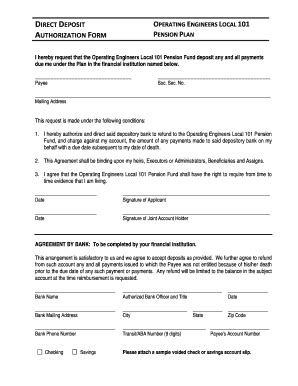 Fillable Online IRECT OCAL D OPERATINGENGINEERSL 101 AUTHORIZATION FORM ...