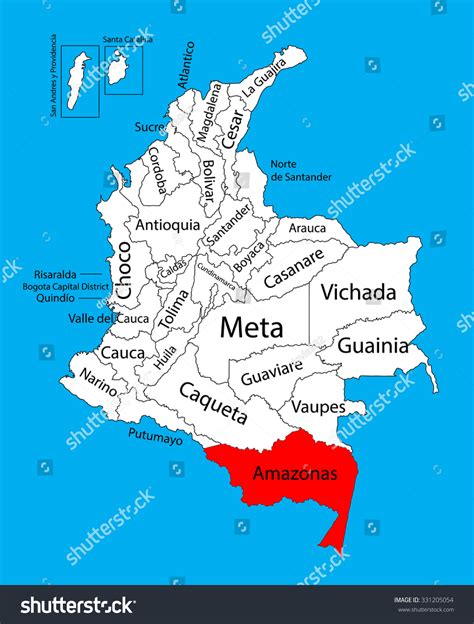 Vector Map Region Amazonas Colombia Editable Stock Vector (Royalty Free) 331205054 | Shutterstock